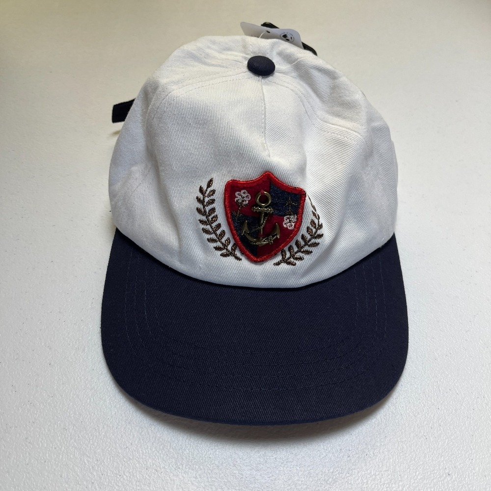 Free People Anchor Charmed Baseball Hat Unisex One Size White Navy ZAV50121H22
